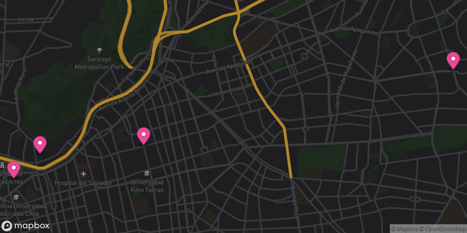 Map showing 4 destinations