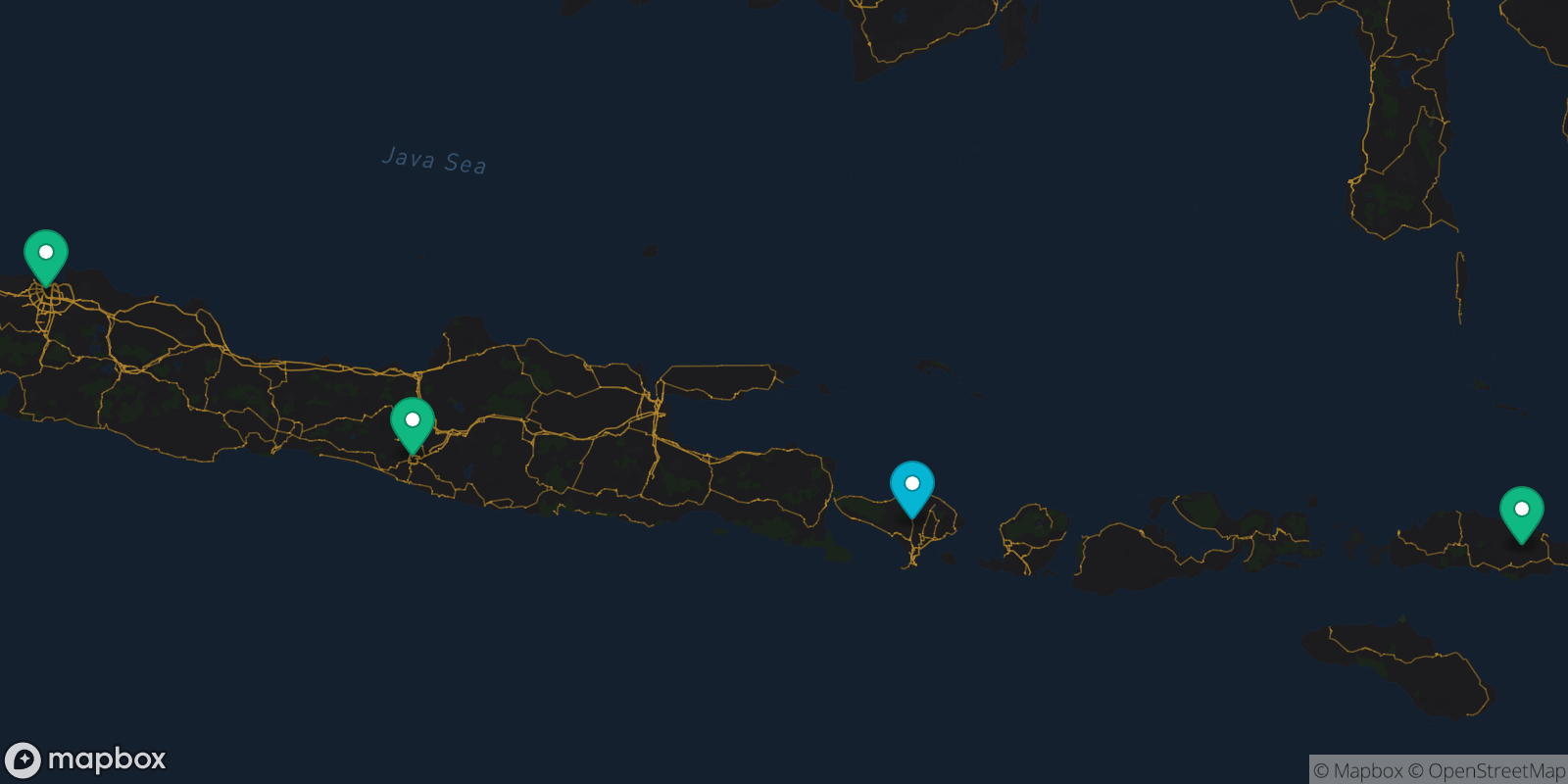 Map showing 4 destinations