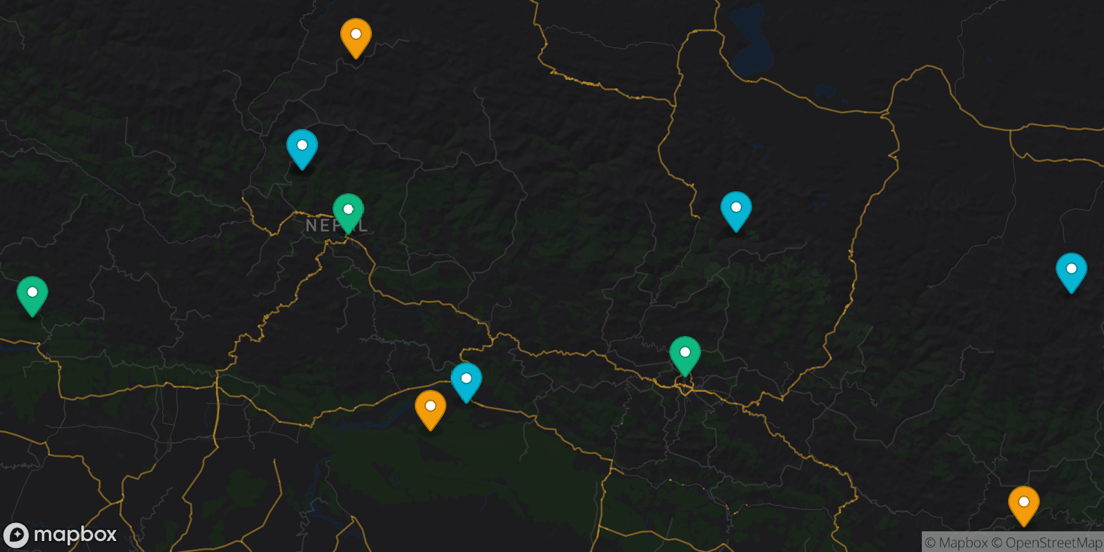Map showing 11 destinations