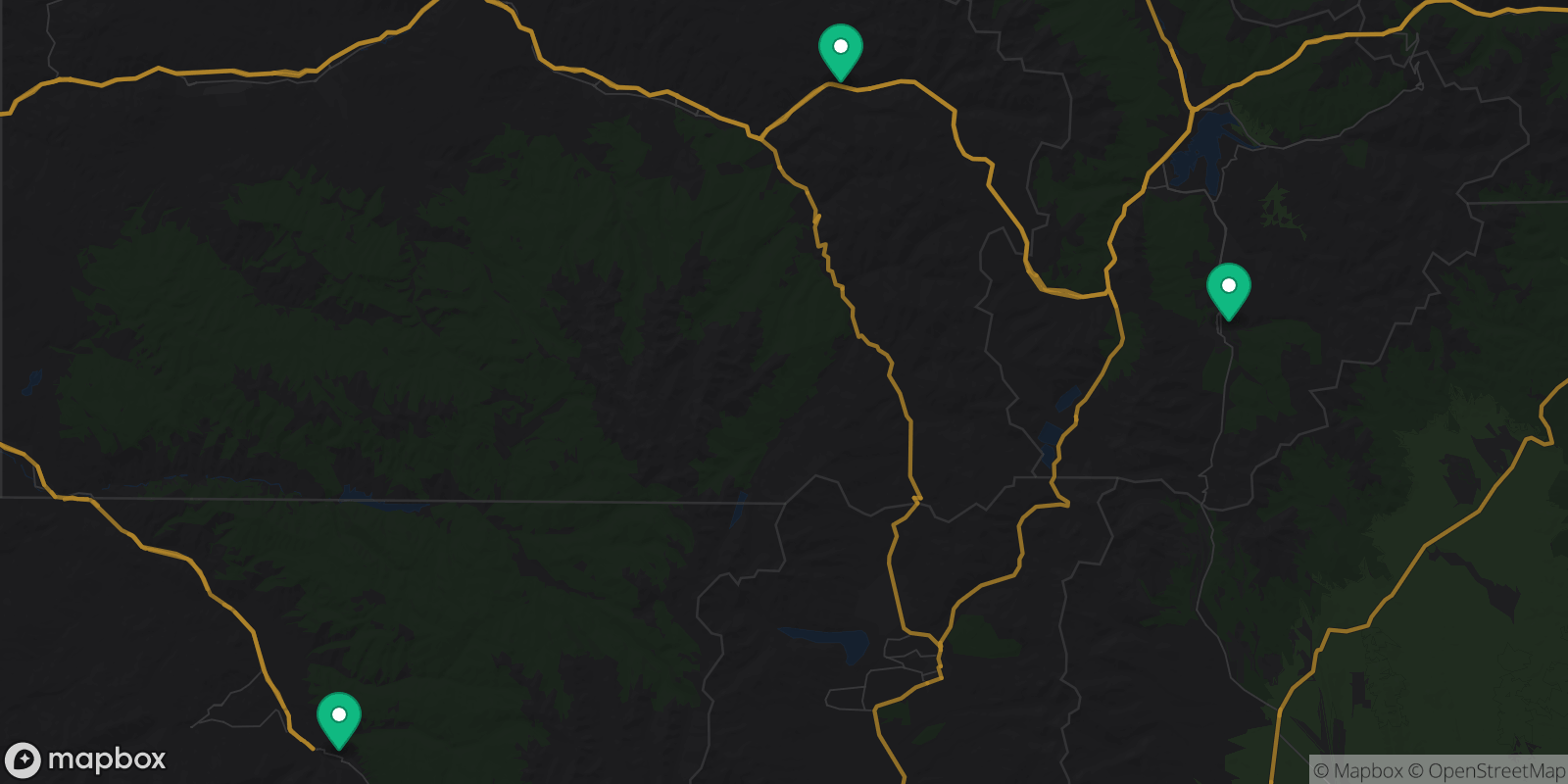 Map showing 3 destinations