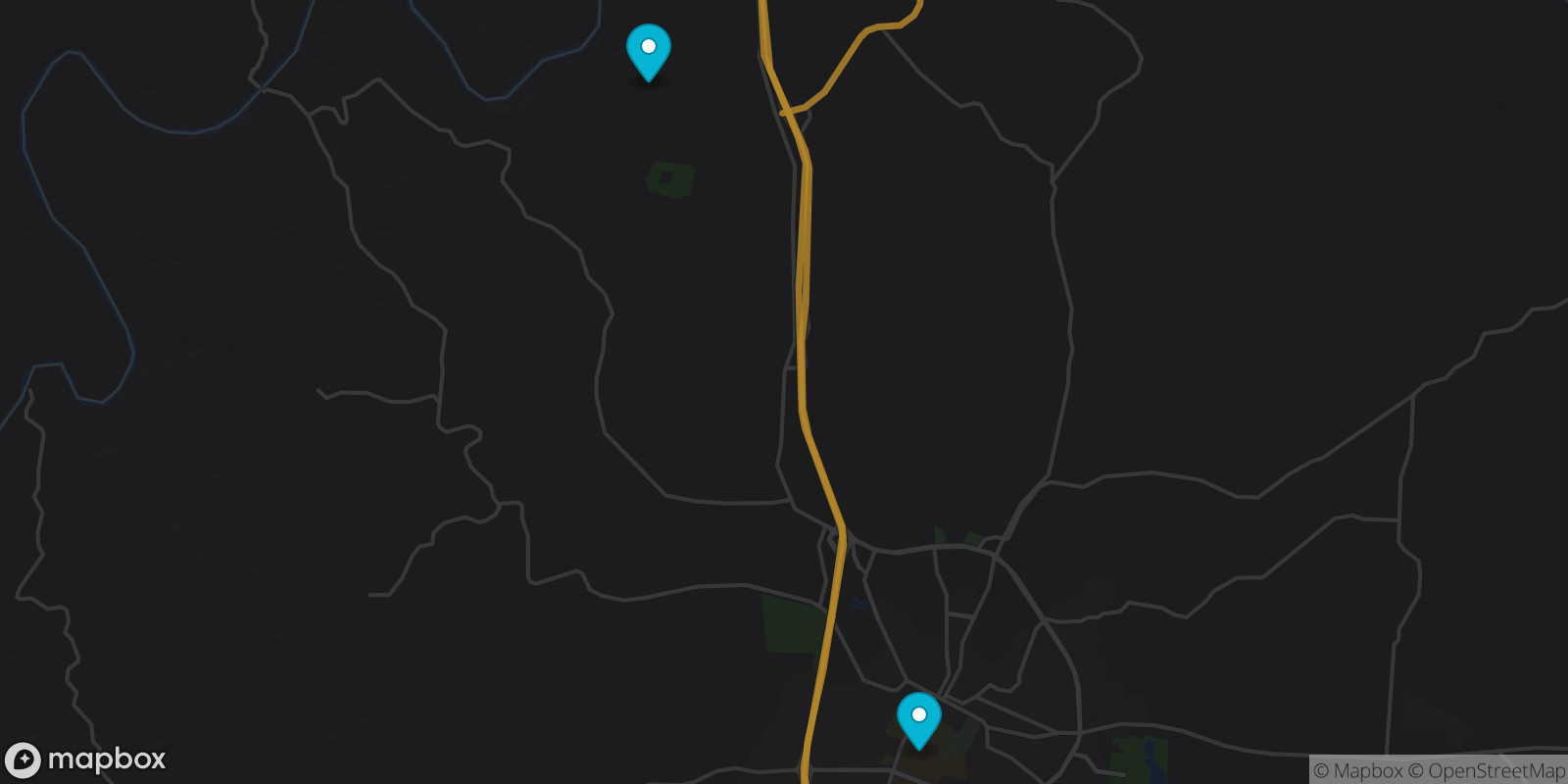 Map showing 2 destinations