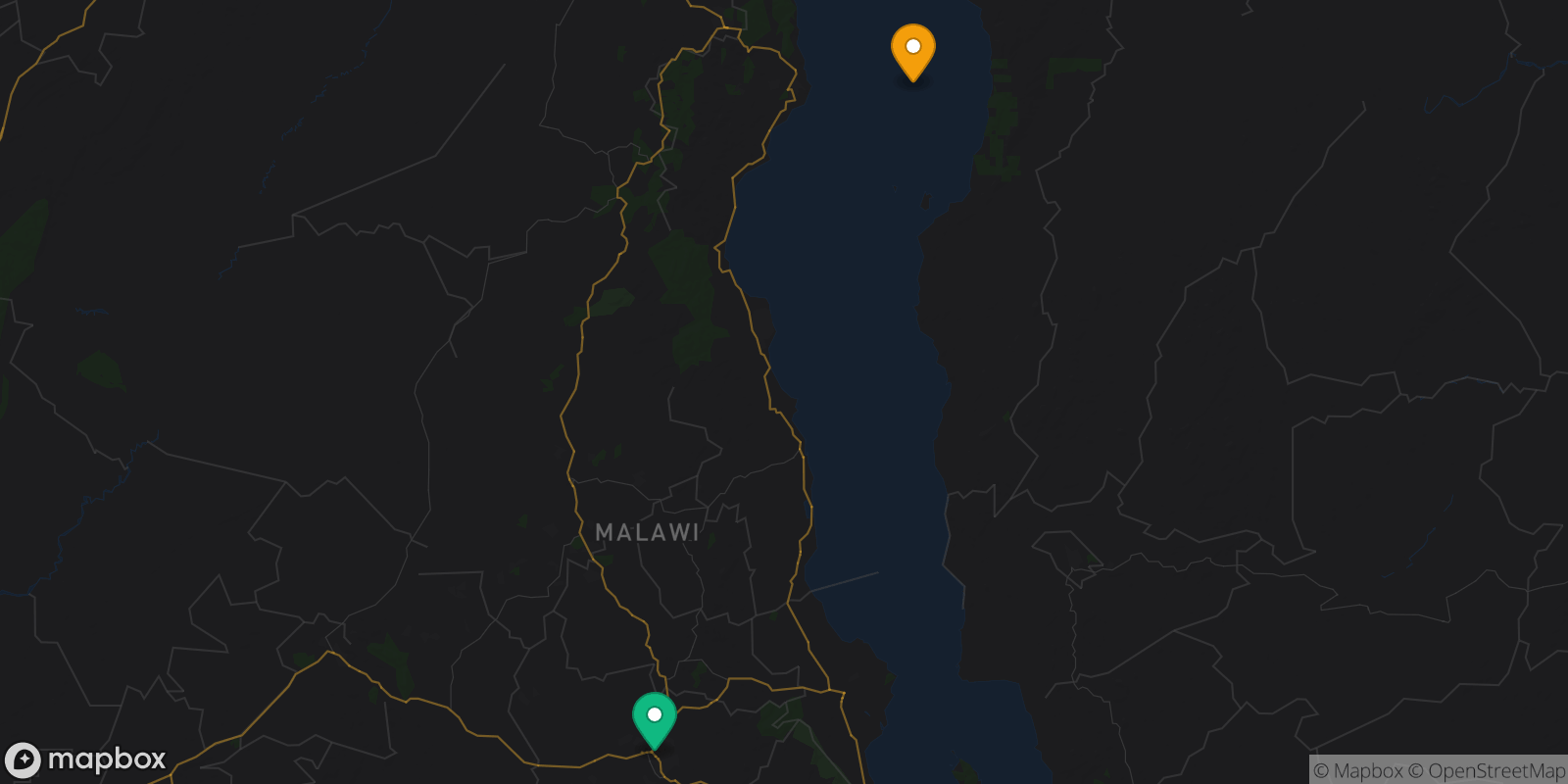 Map showing 2 destinations