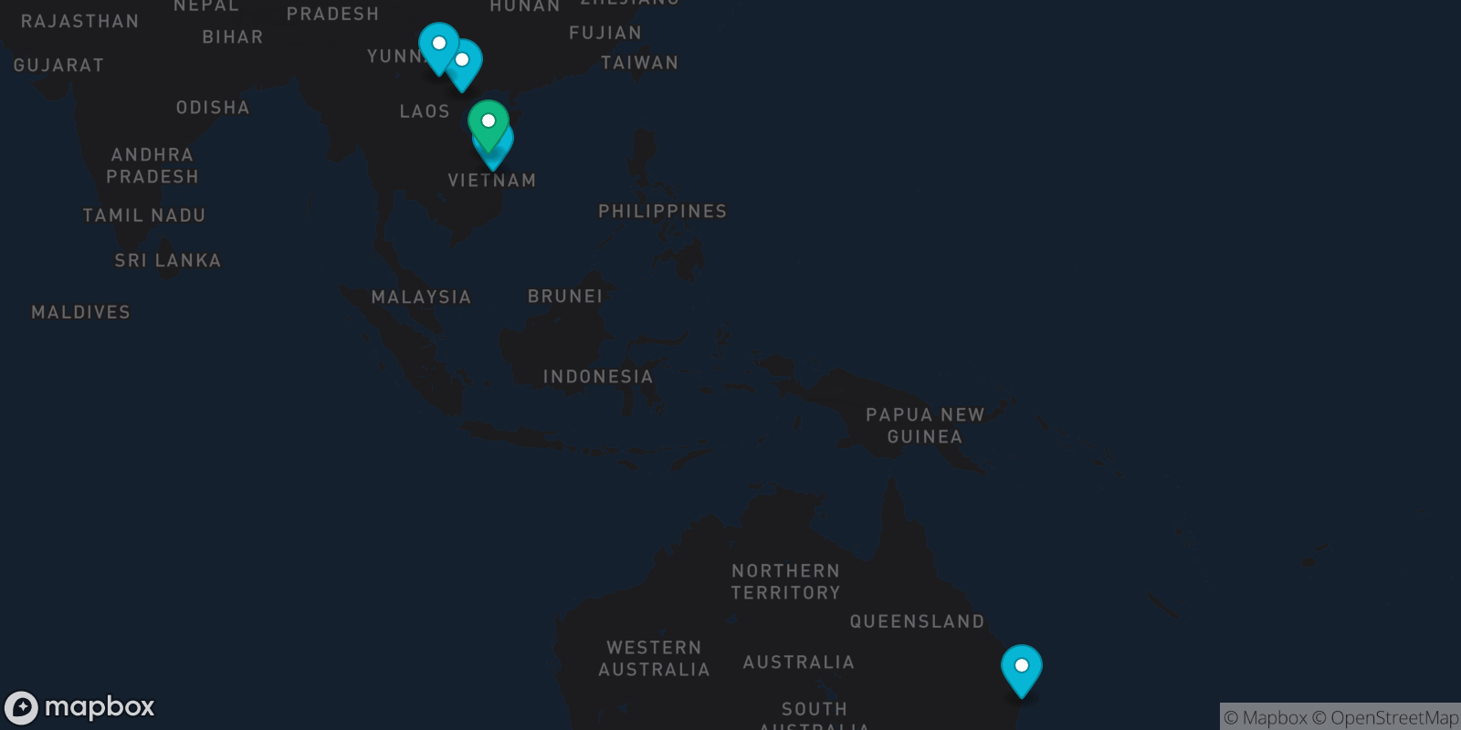 Map showing 5 destinations