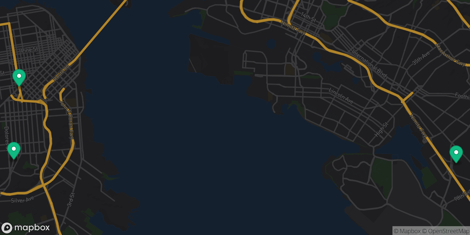 Map showing 3 destinations