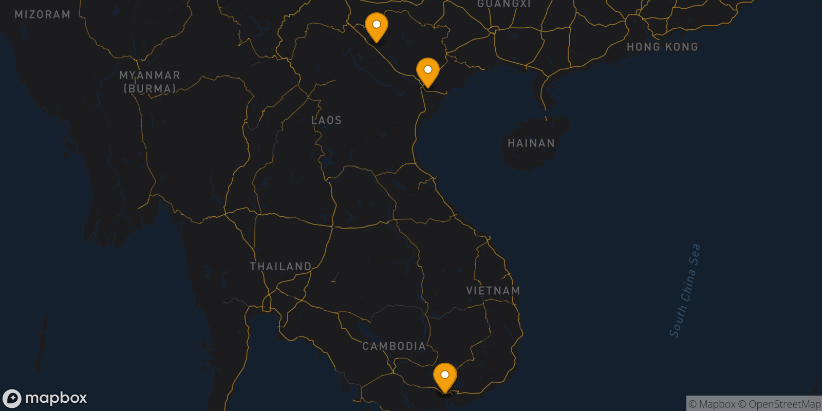 Map showing 4 destinations