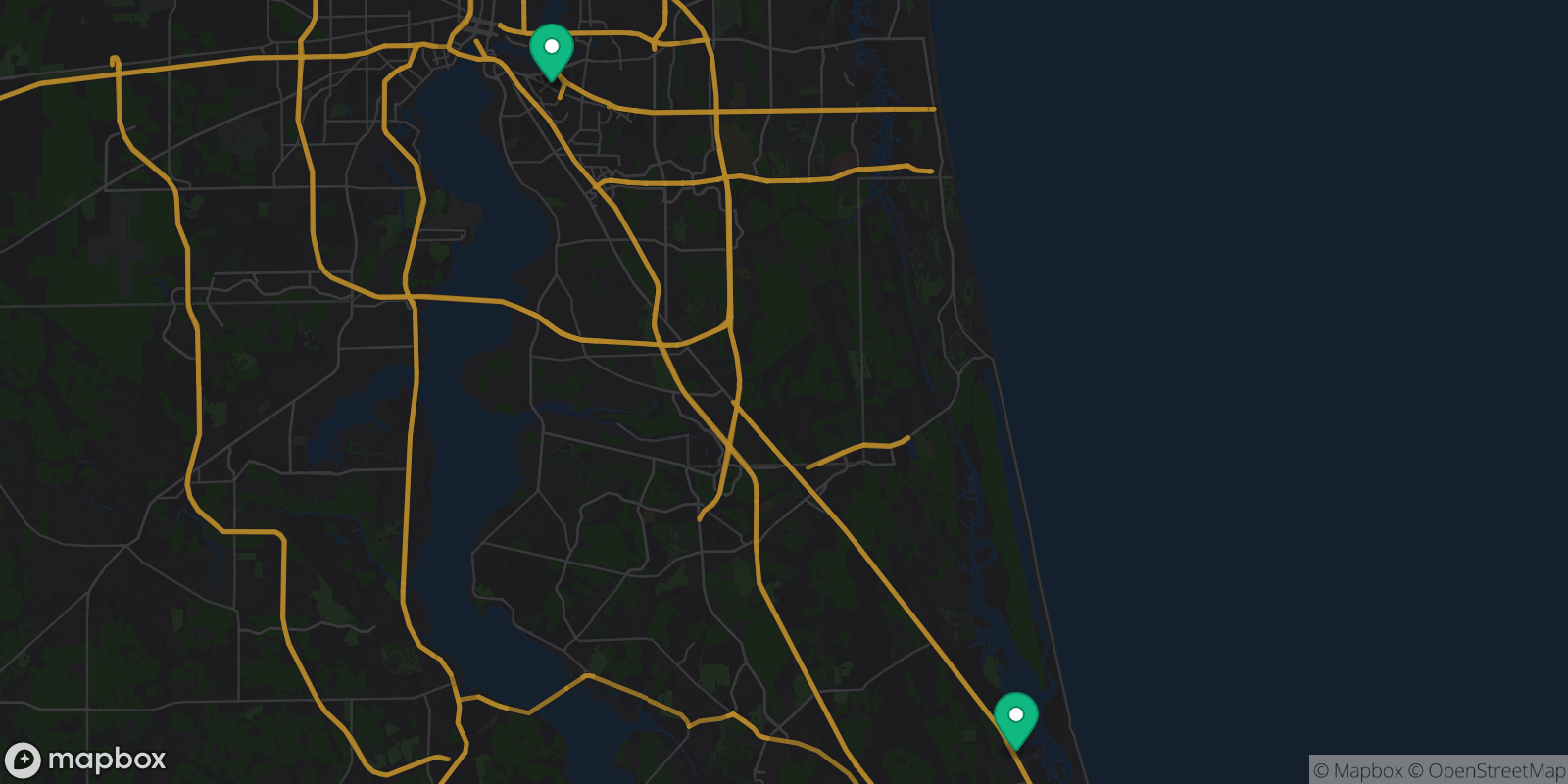 Map showing 2 destinations