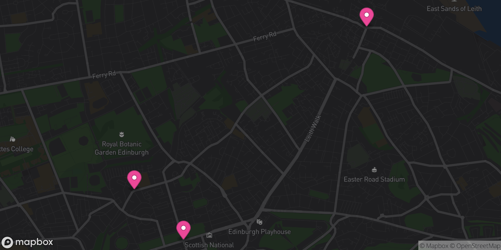 Map showing 3 destinations