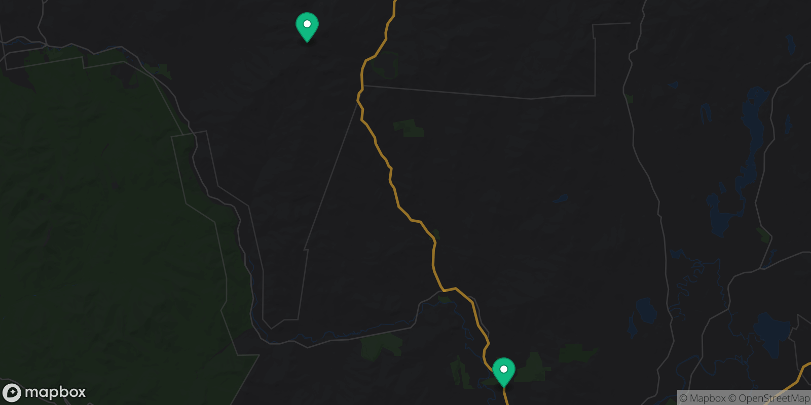 Map showing 2 destinations