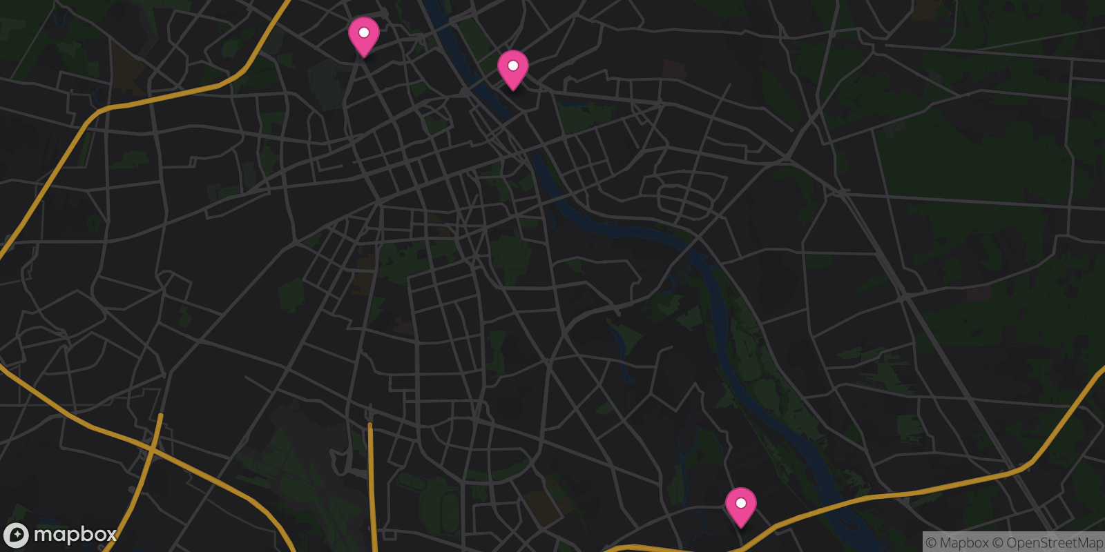 Map showing 3 destinations