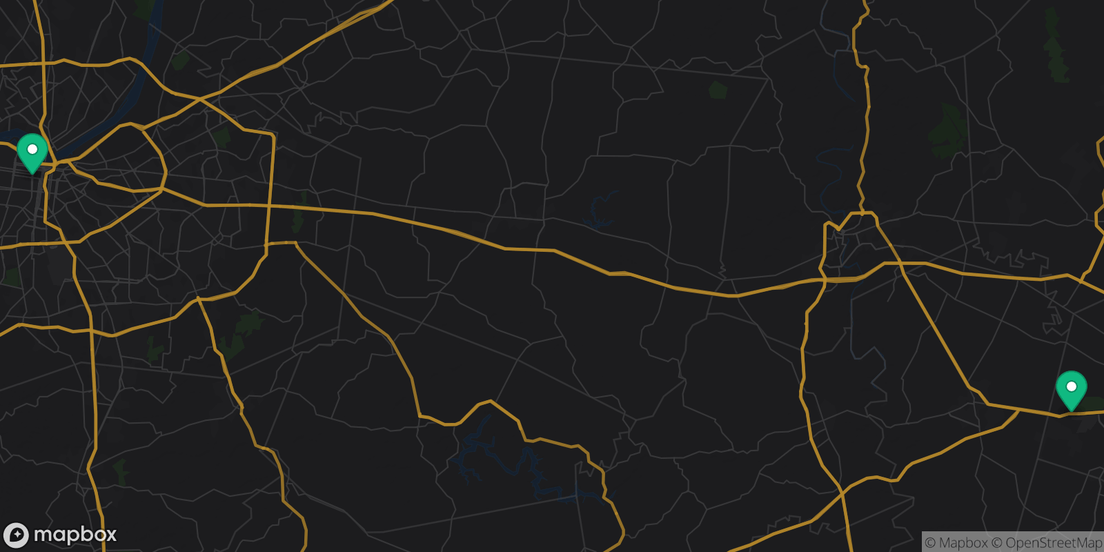 Map showing 2 destinations