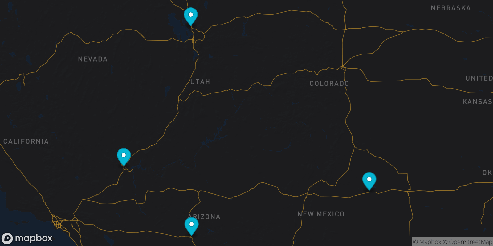Map showing 4 destinations