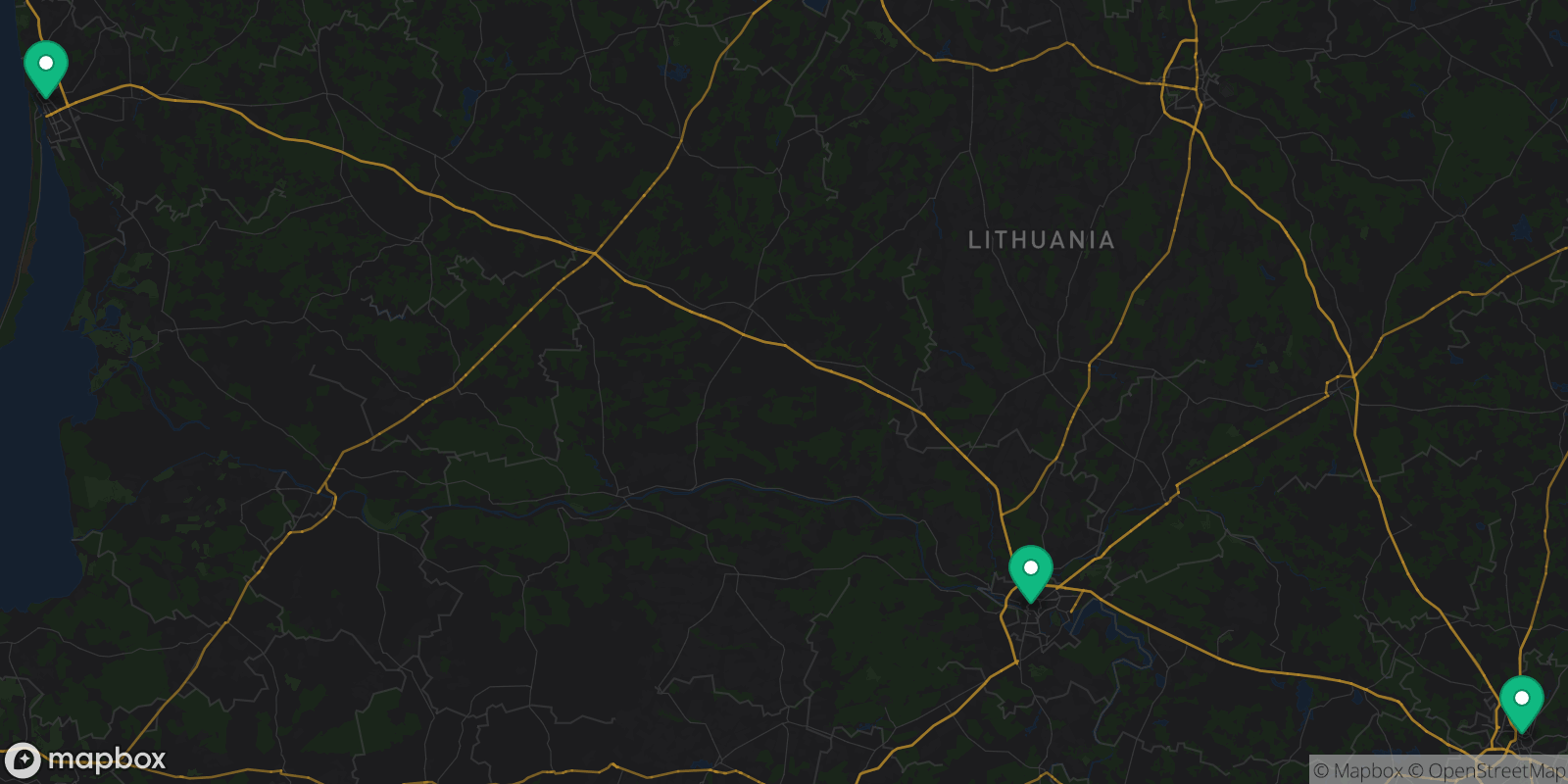 Map showing 3 destinations
