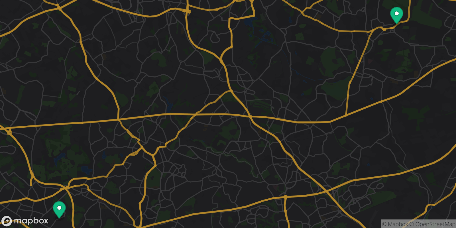 Map showing 2 destinations