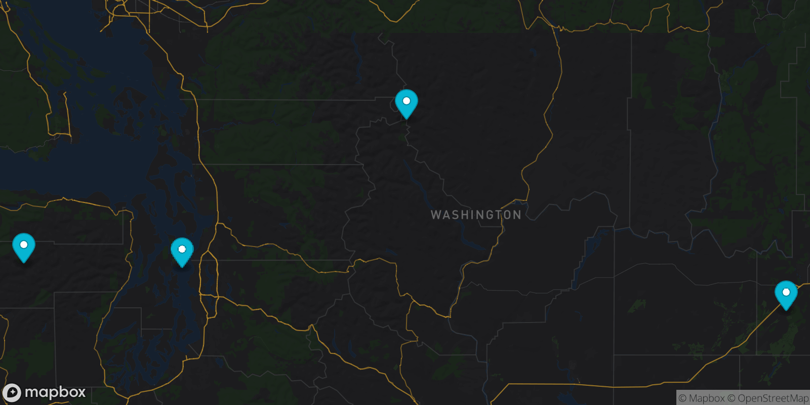 Map showing 4 destinations