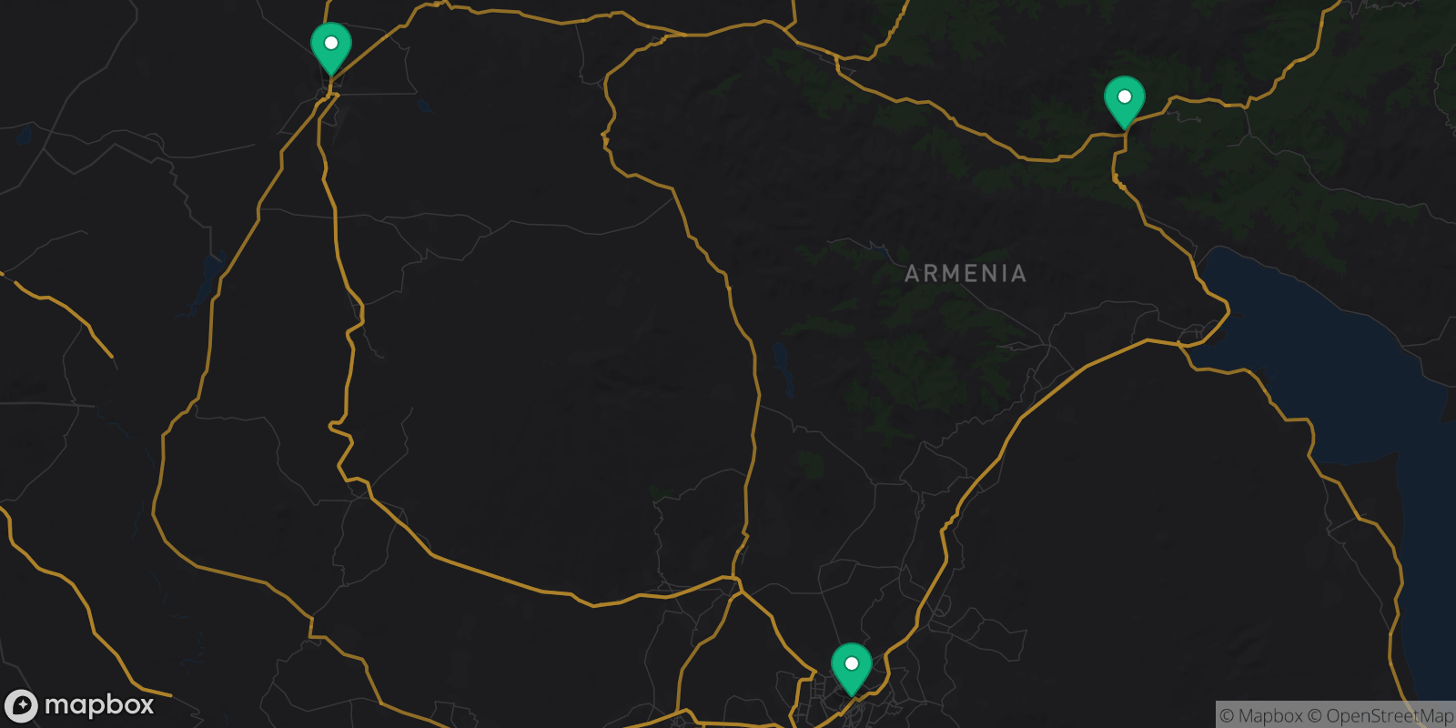 Map showing 3 destinations