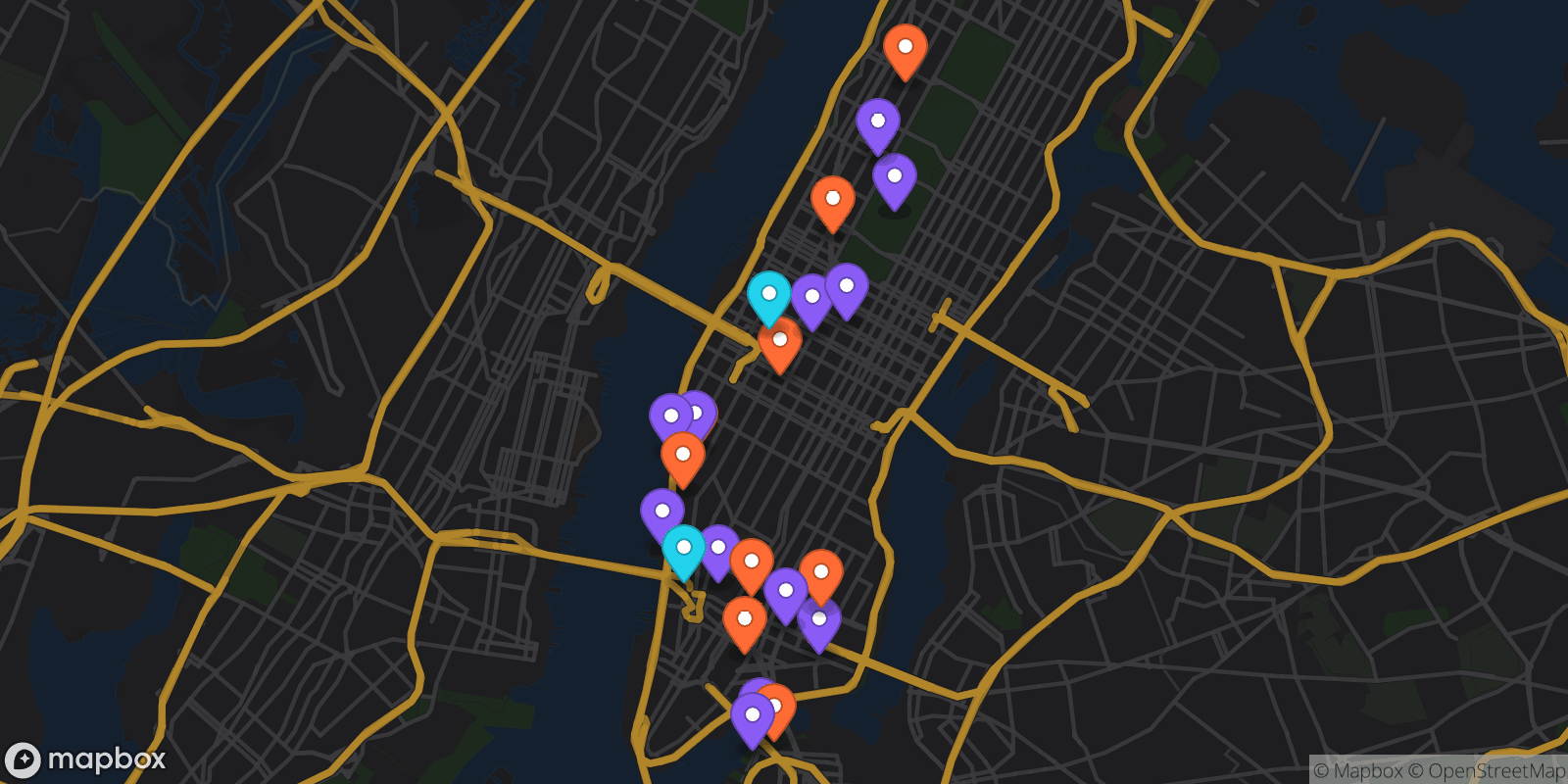 Map showing 23 locations