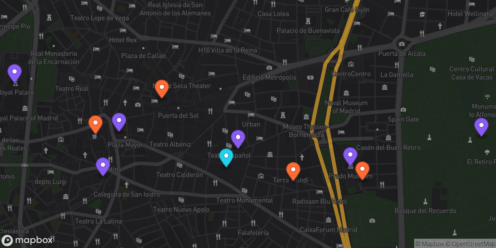 Map showing 11 locations