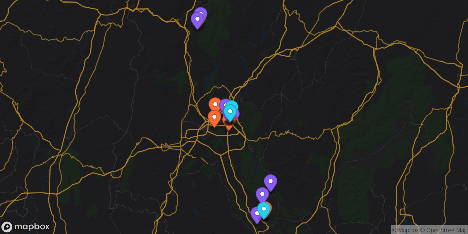 Map showing 24 locations