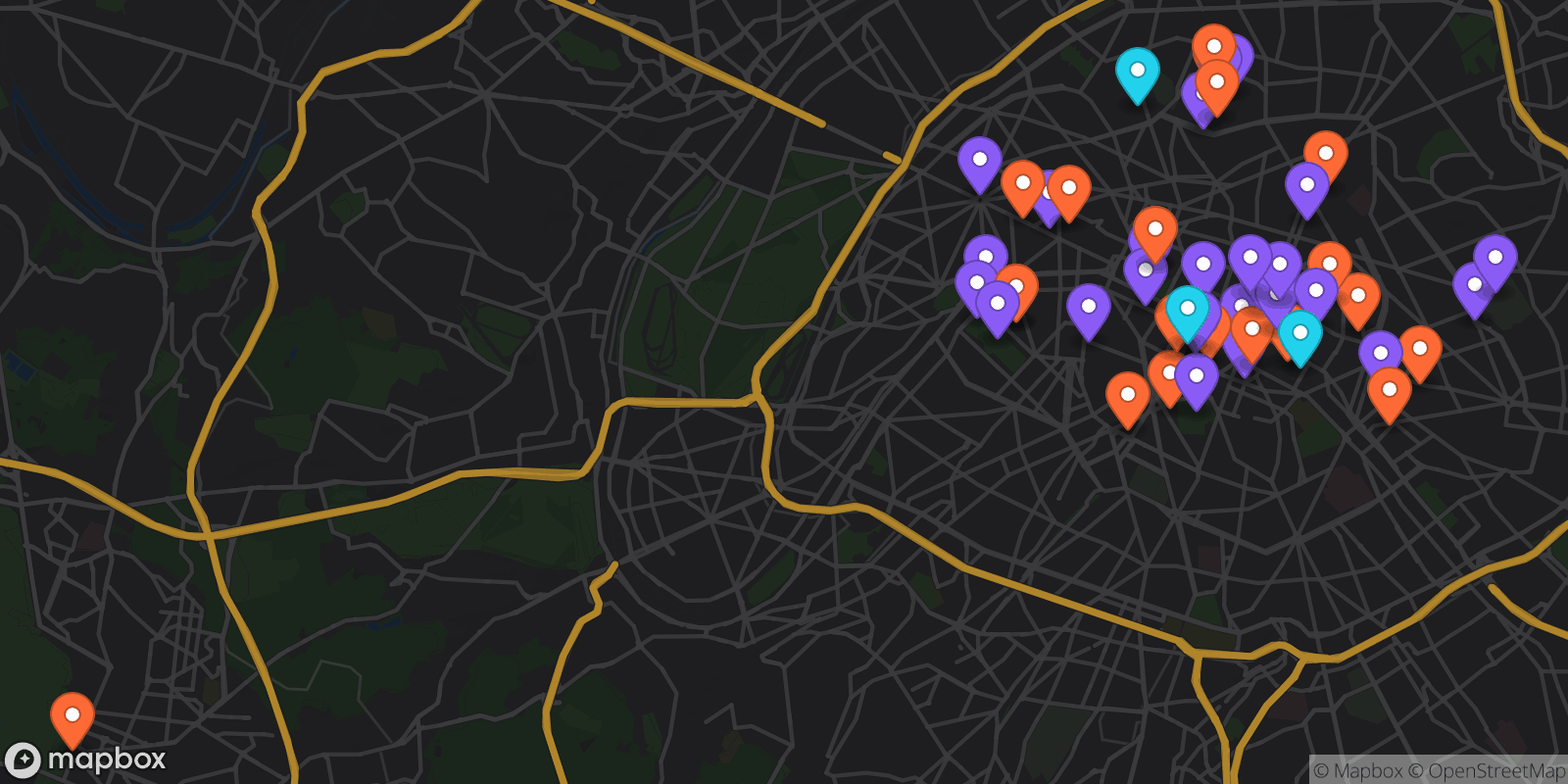 Map showing 50 locations