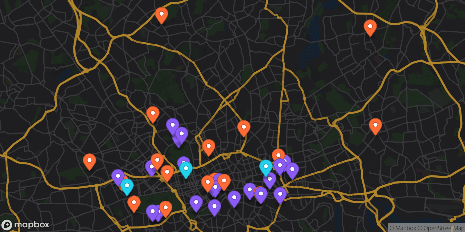 Map showing 41 locations