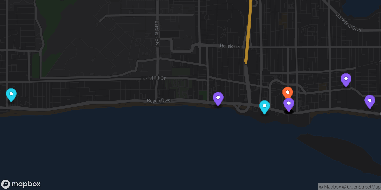 Map showing 20 locations