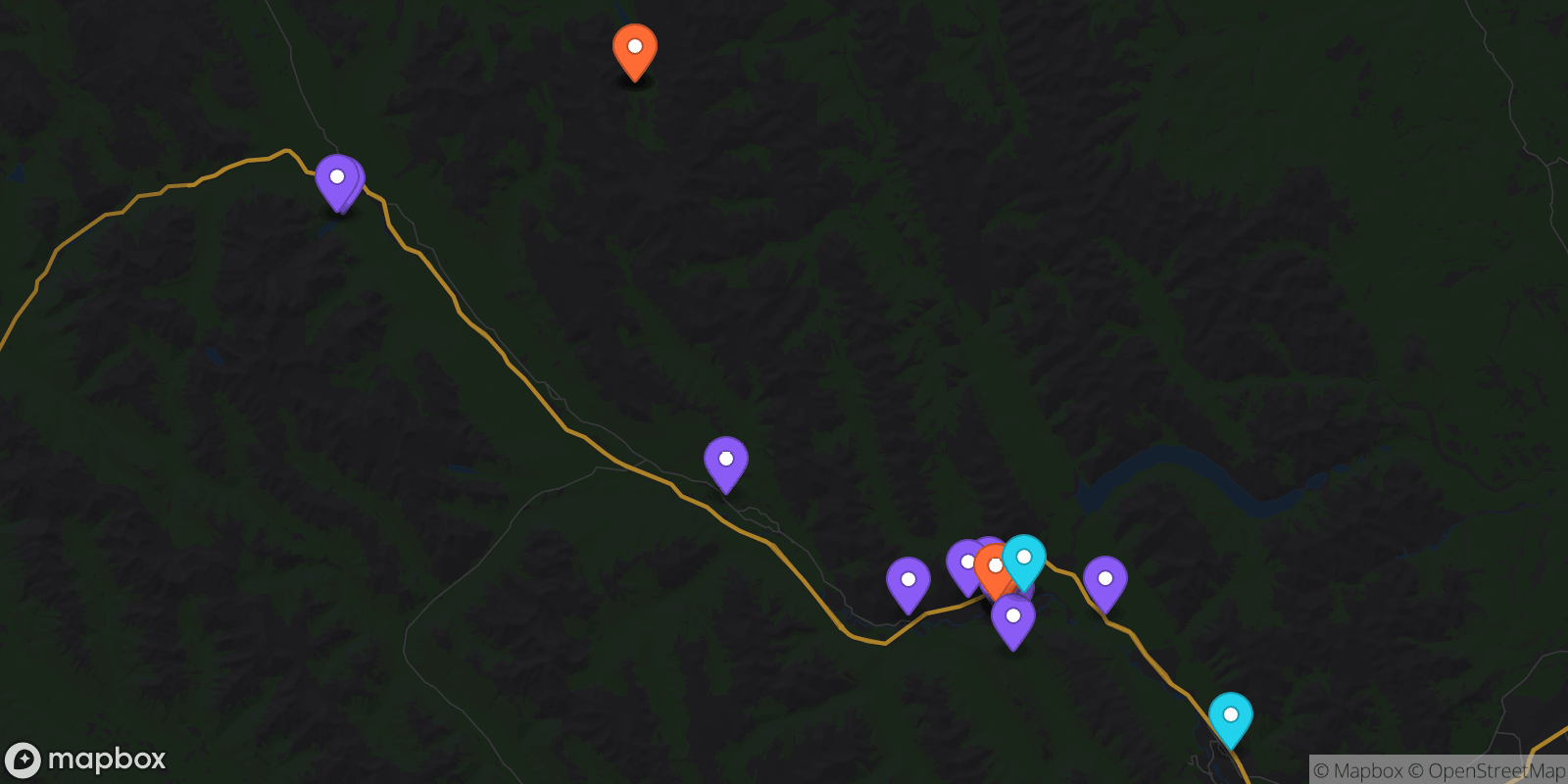 Map showing 25 locations