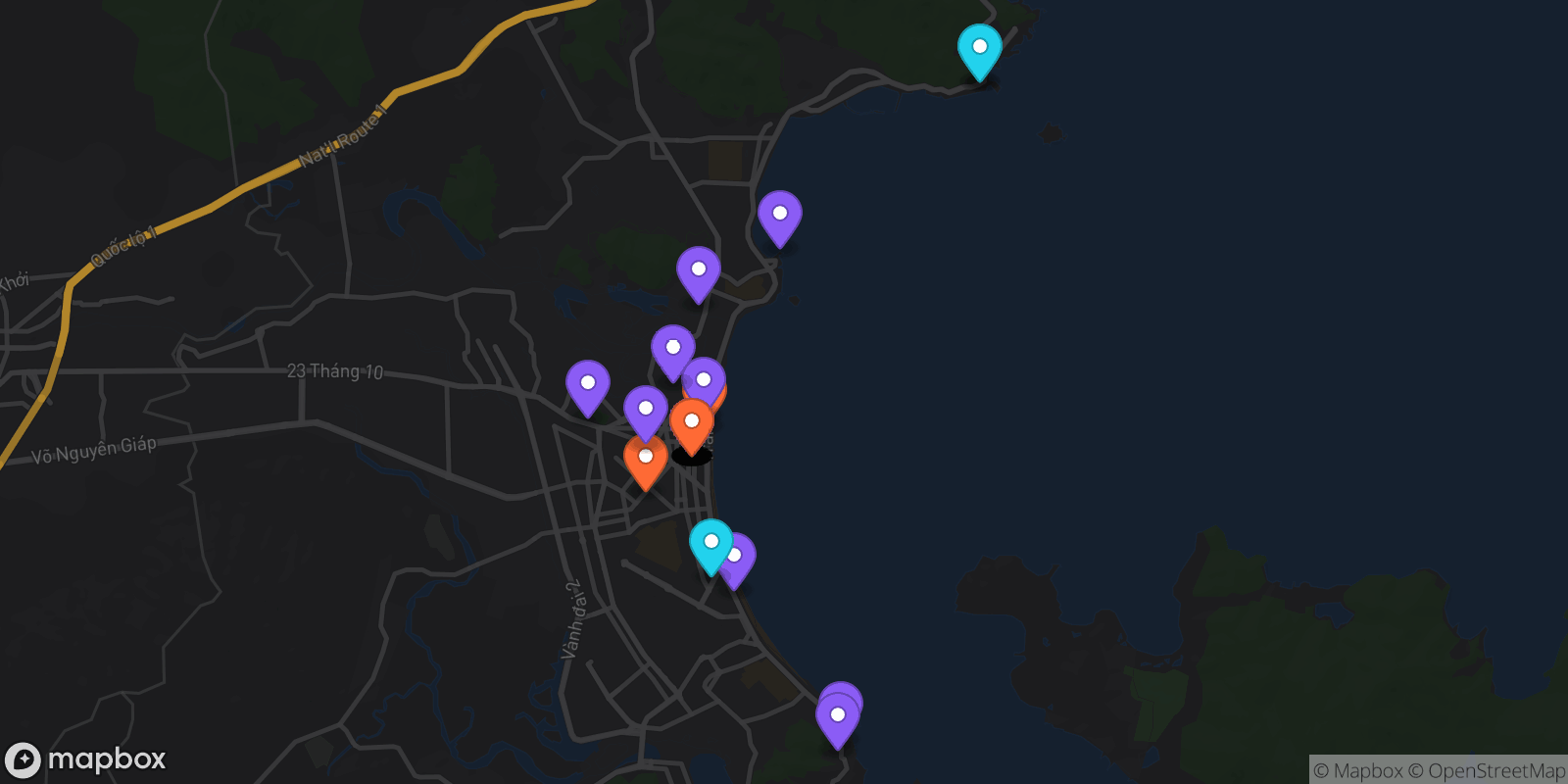 Map showing 35 locations