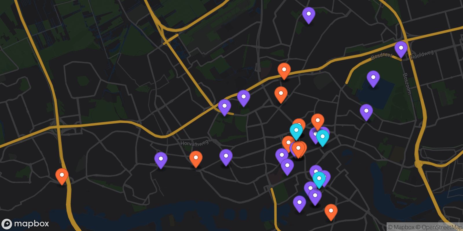 Map showing 44 locations