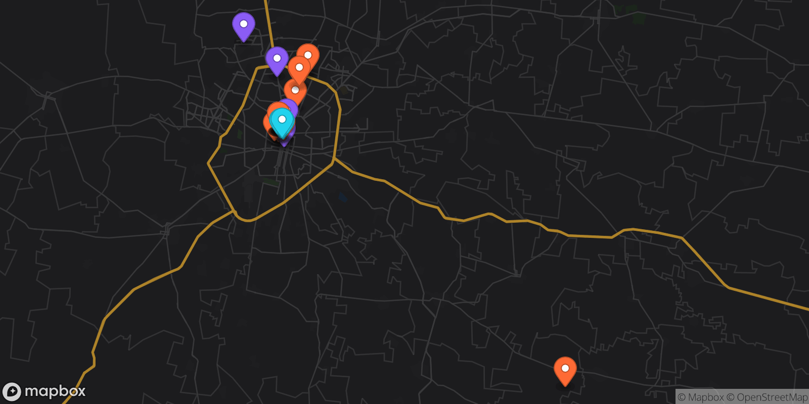 Map showing 37 locations