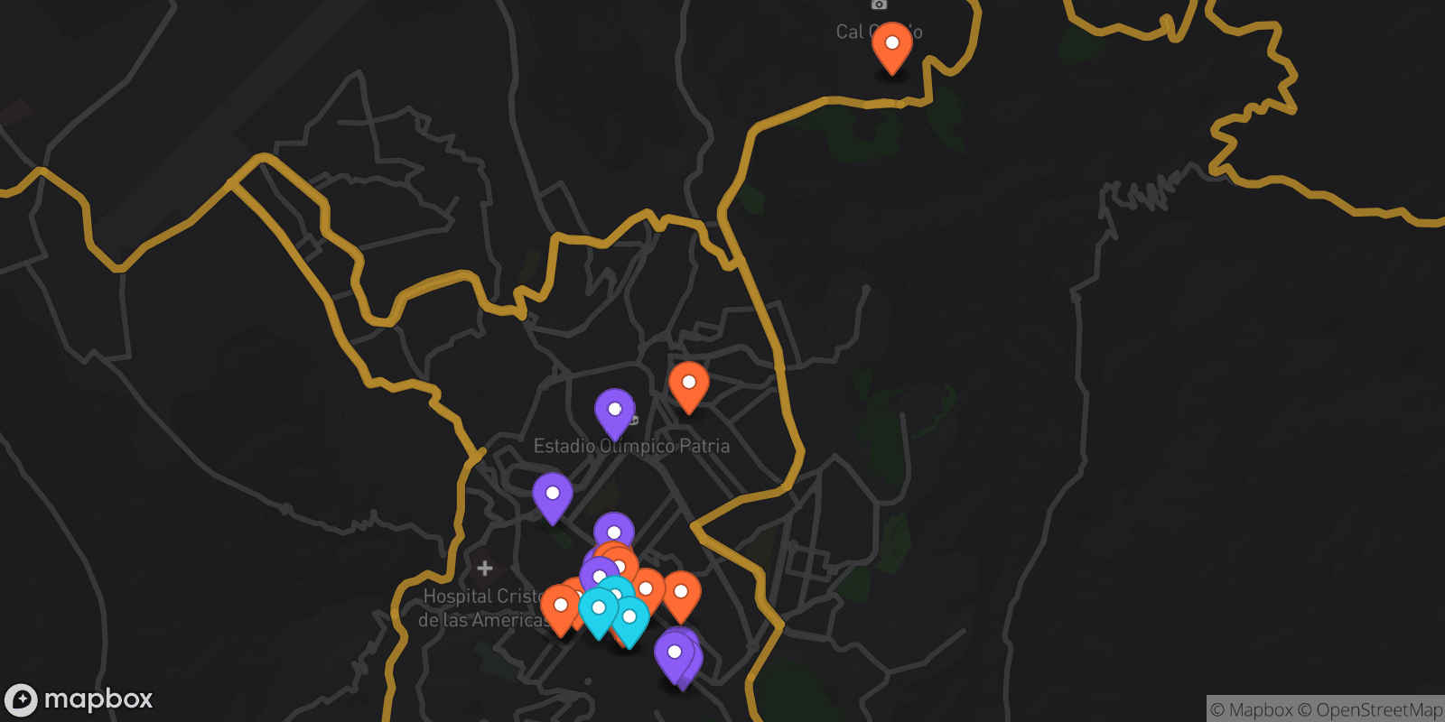 Map showing 35 locations