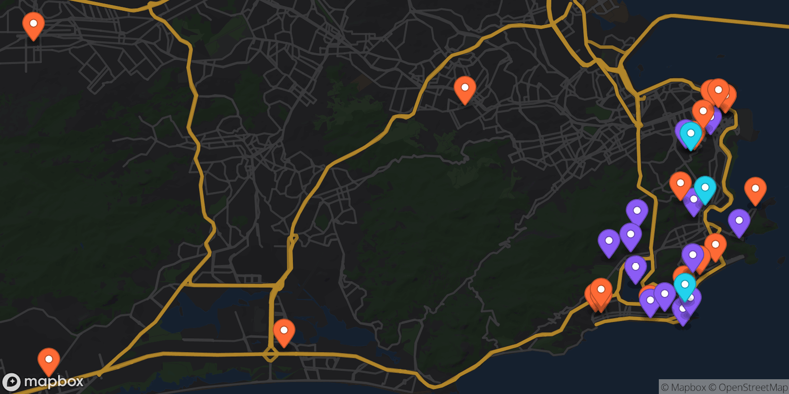 Map showing 38 locations