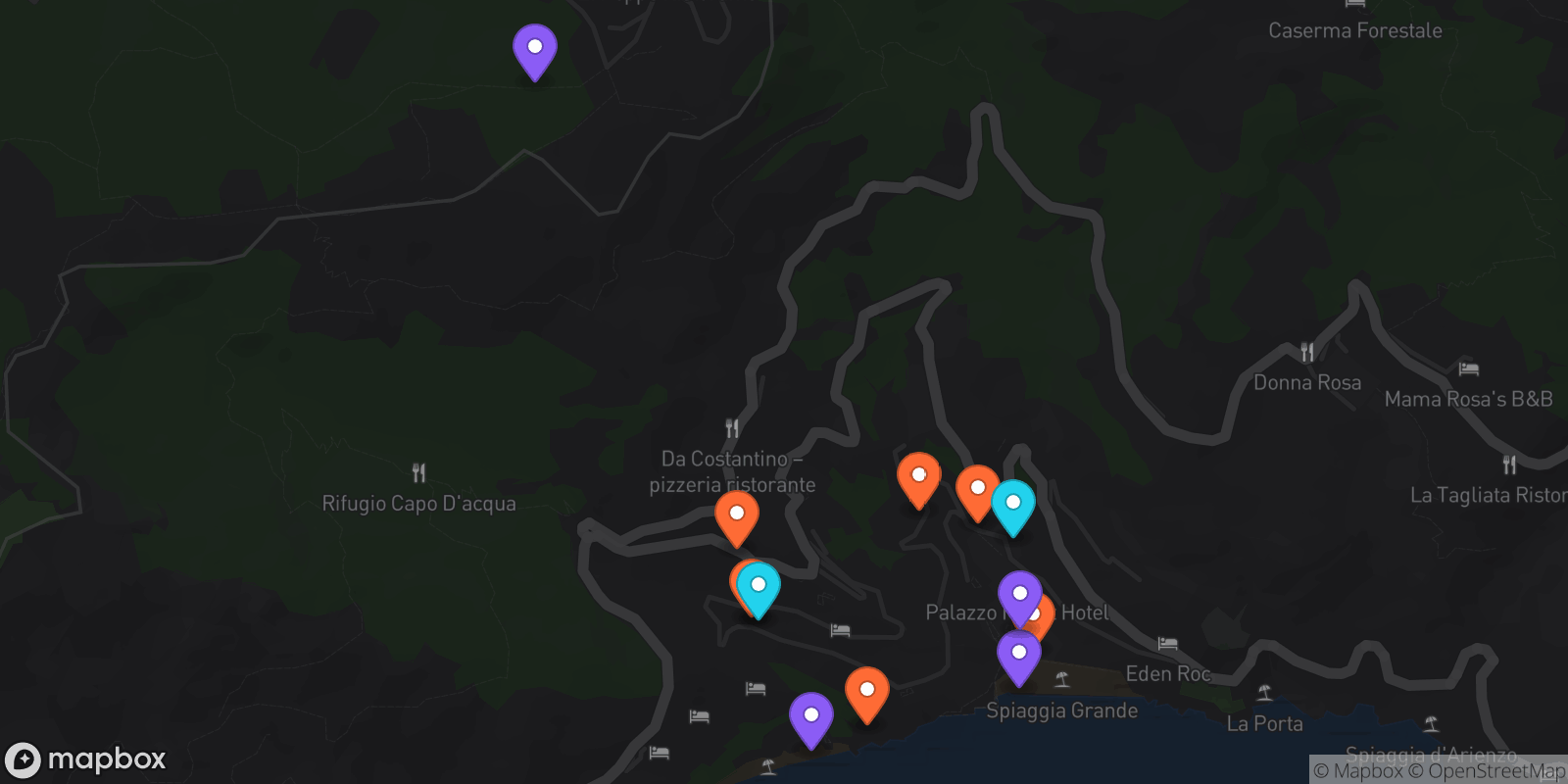 Map showing 12 locations