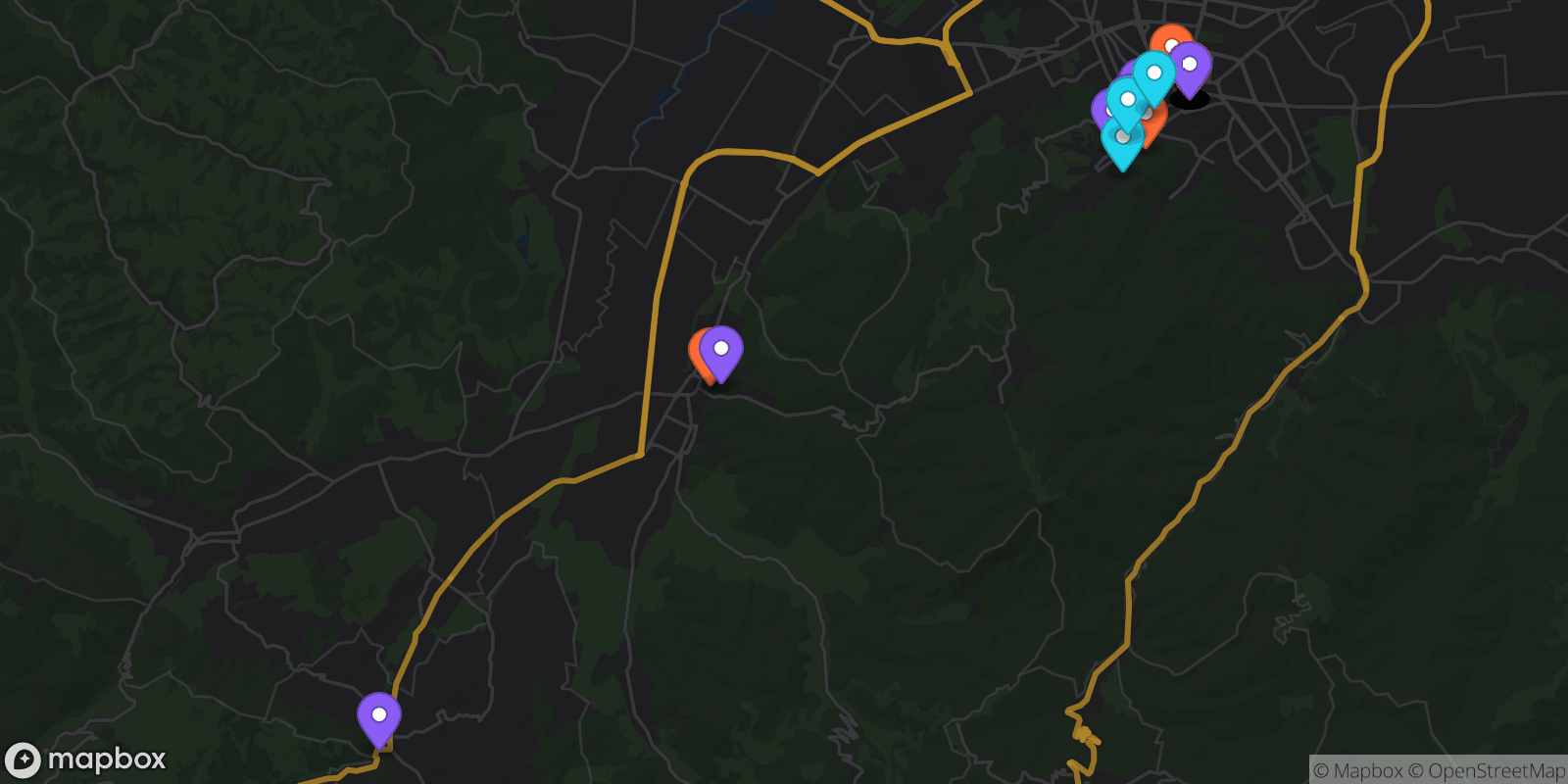 Map showing 40 locations