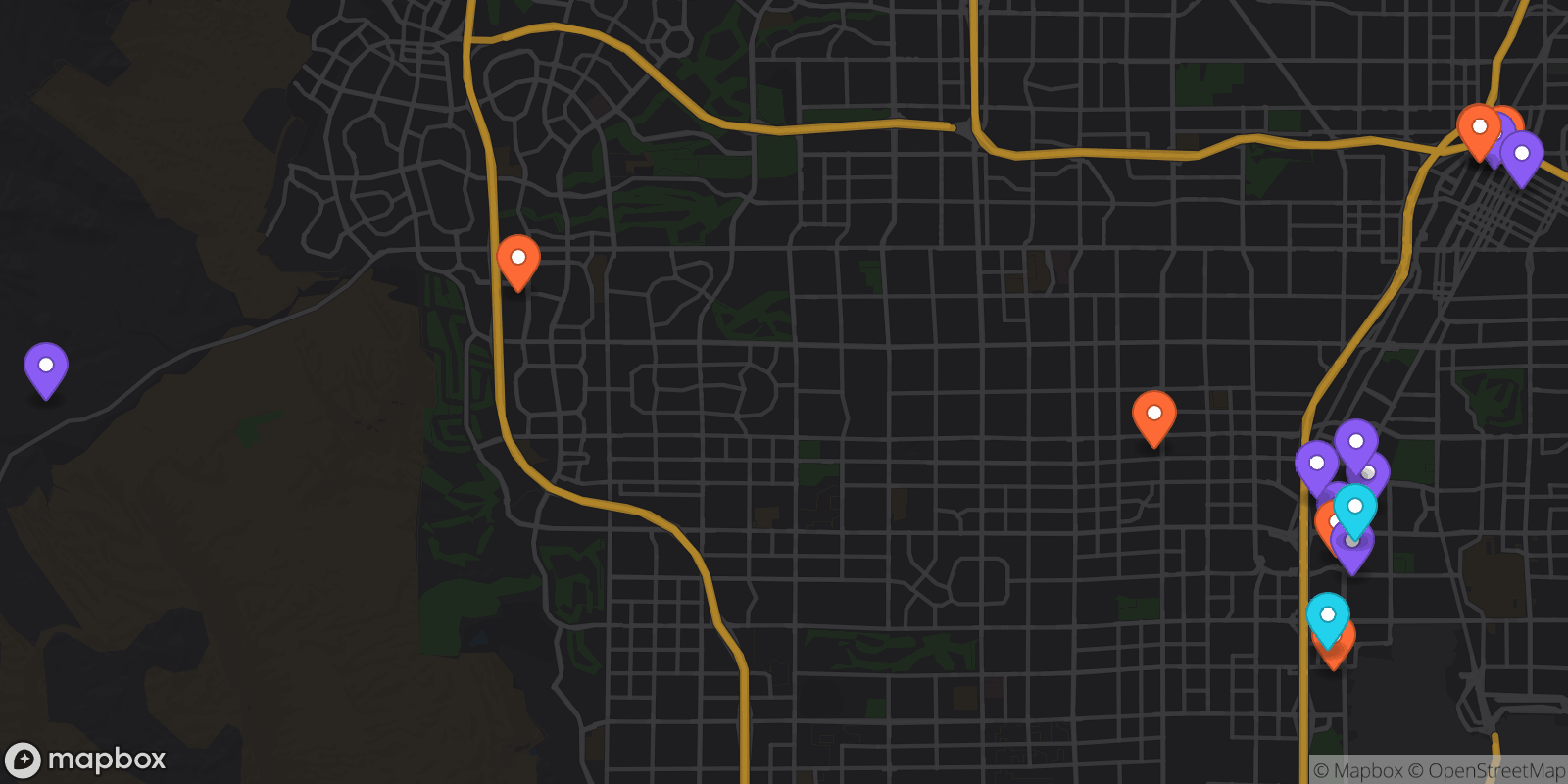 Map showing 17 locations