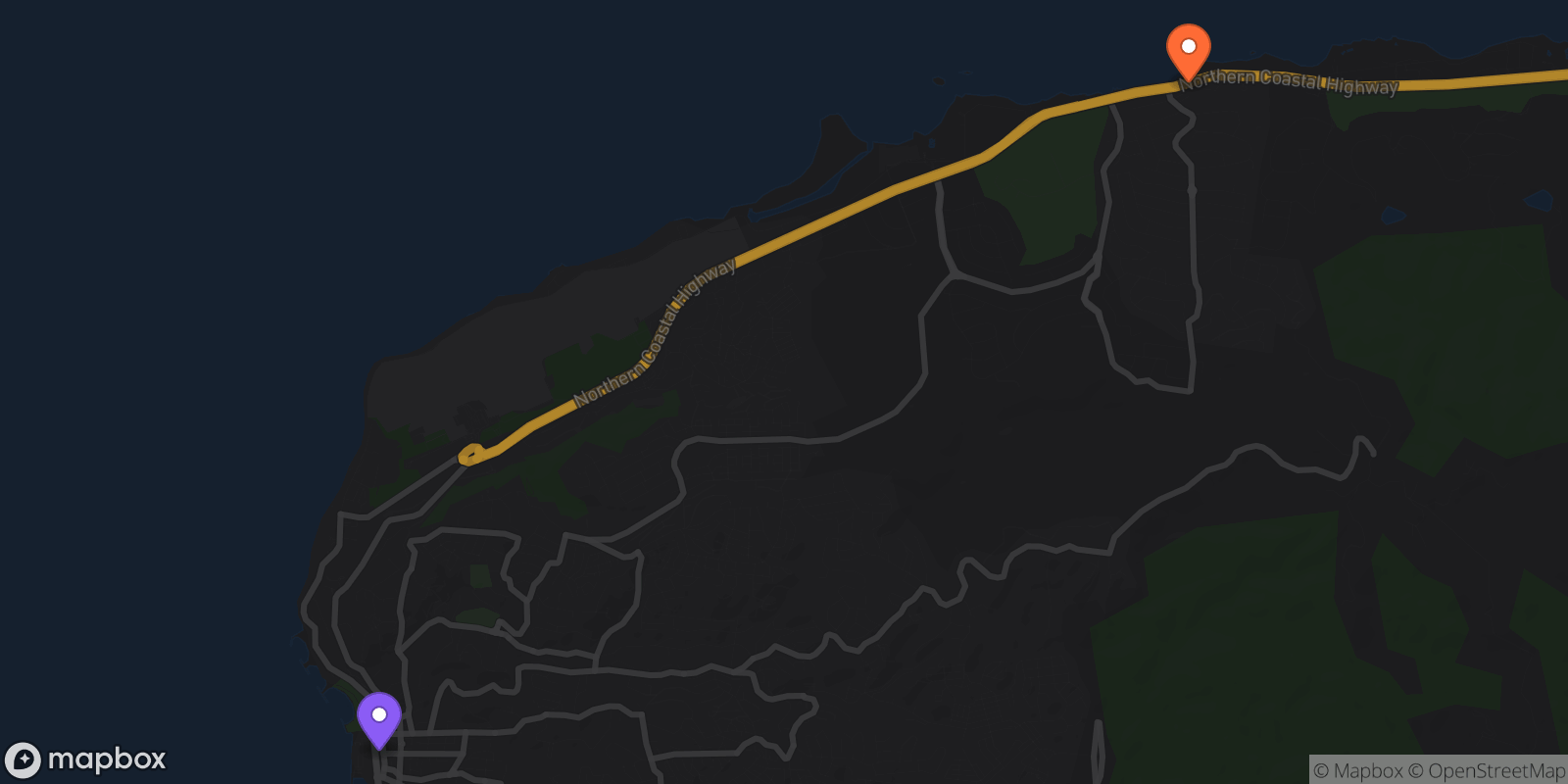 Map showing 2 locations