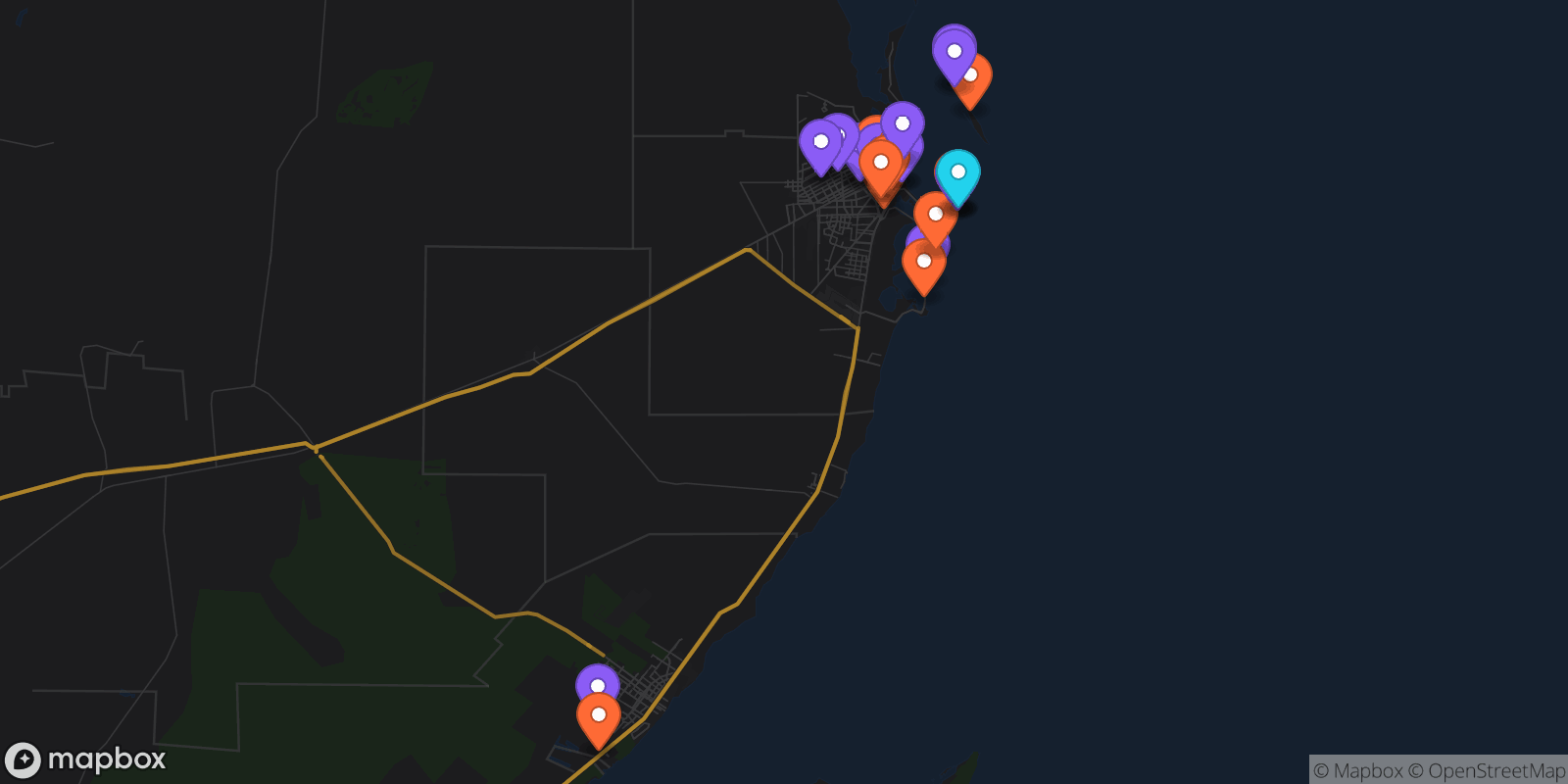 Map showing 24 locations