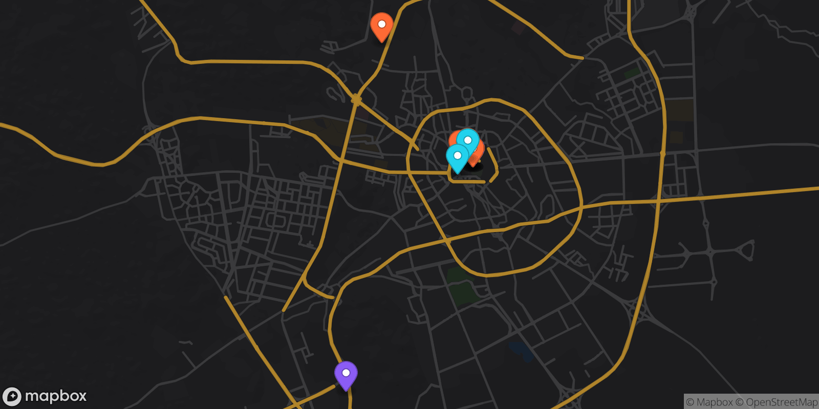 Map showing 12 locations