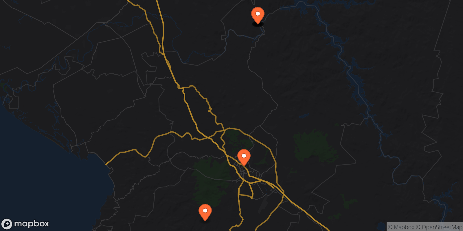Map showing 9 locations