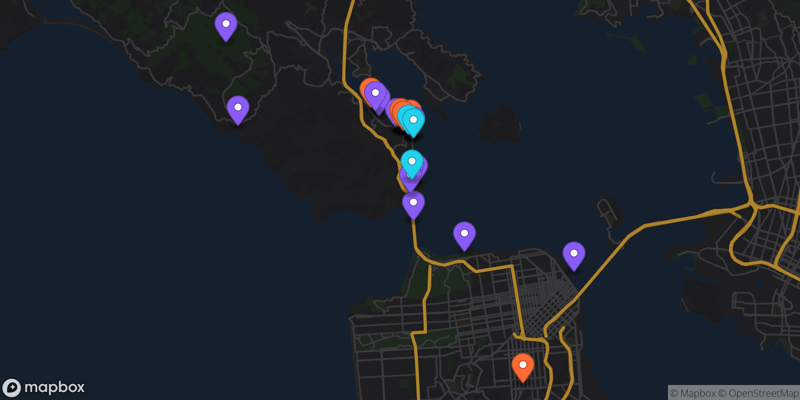 Map showing 31 locations