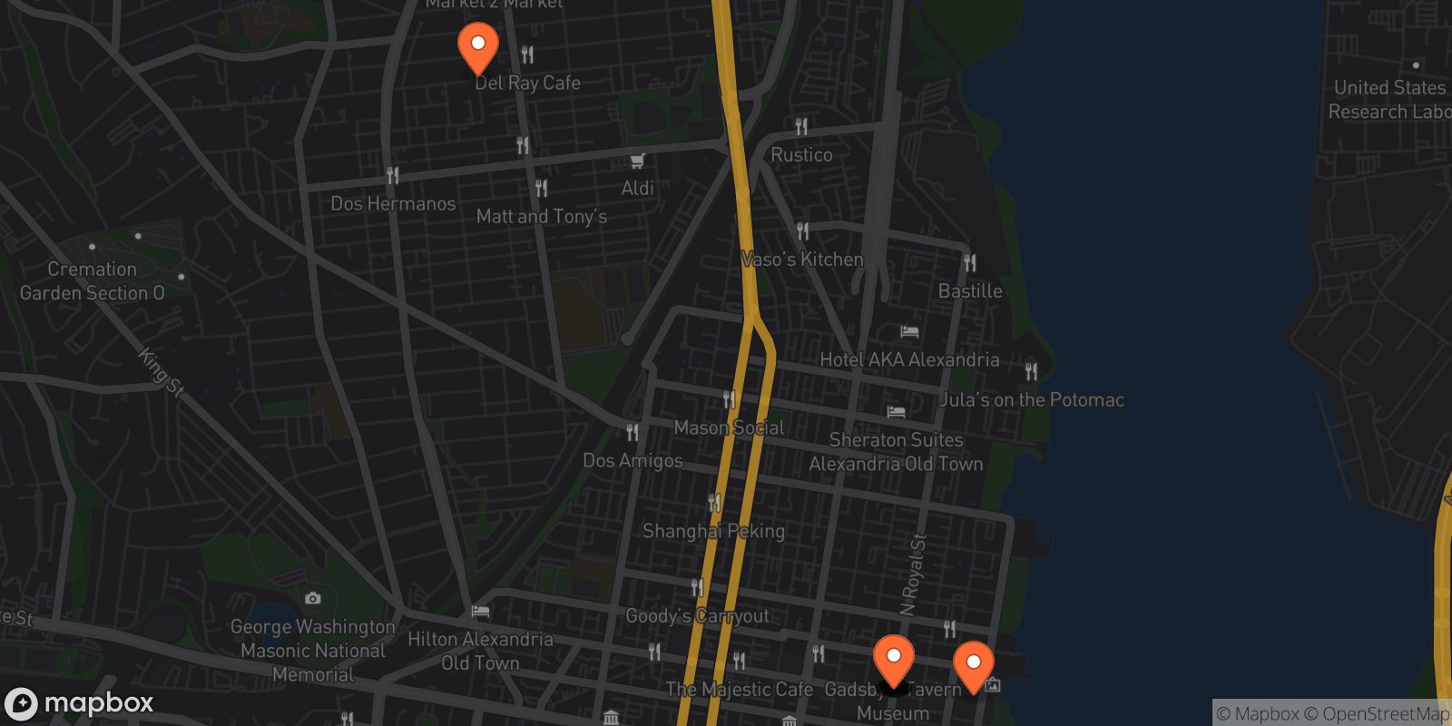 Map showing 11 locations
