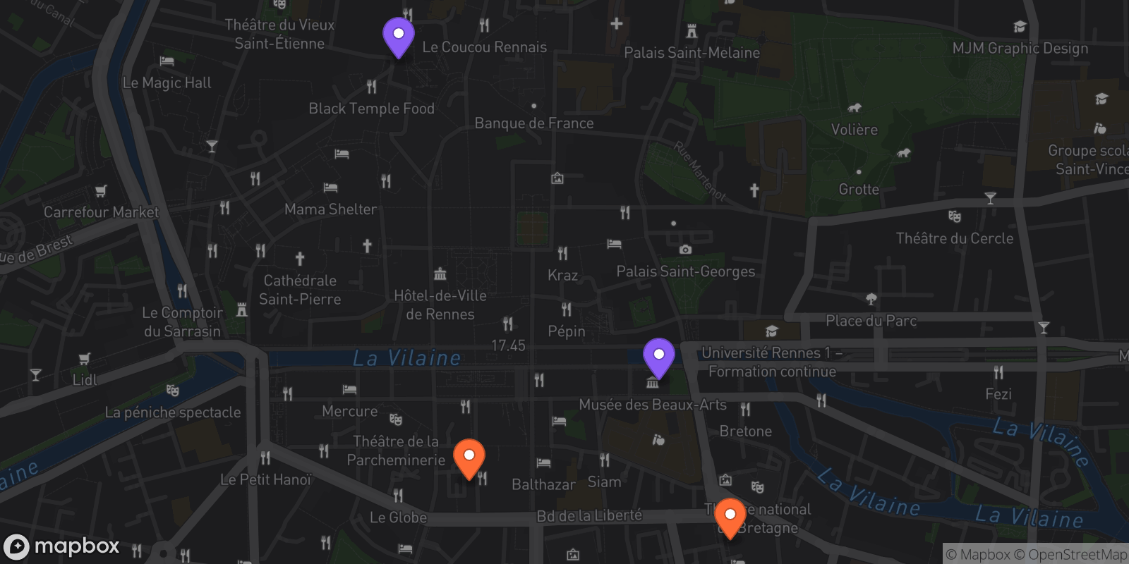 Map showing 4 locations