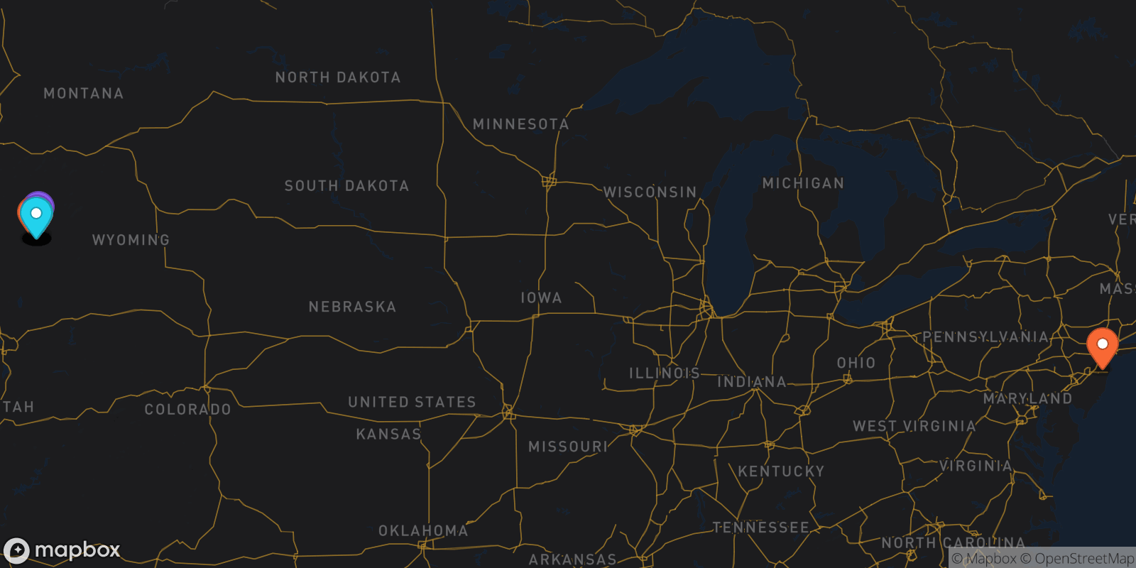 Map showing 19 locations