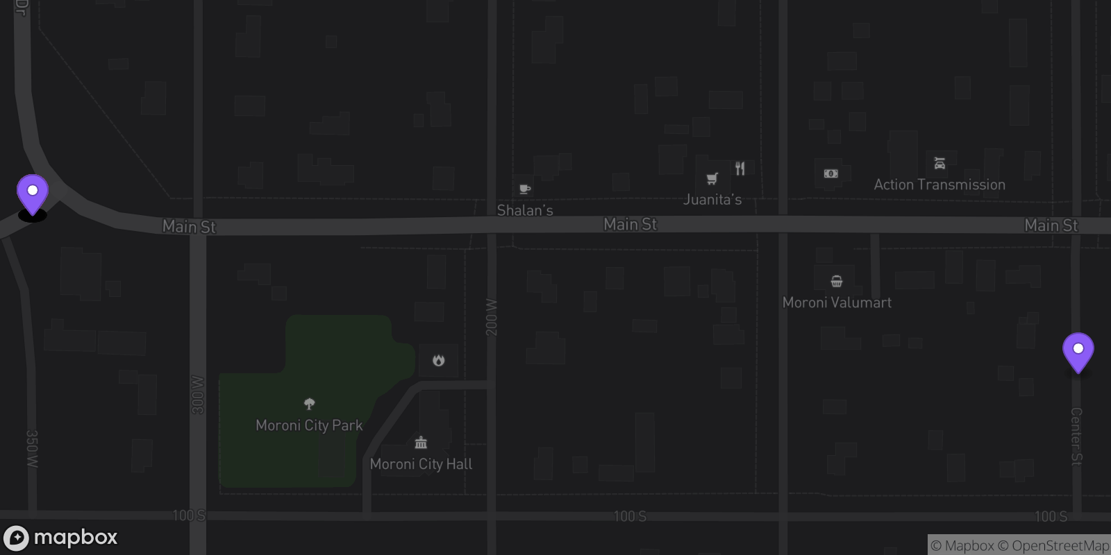 Map showing 30 locations
