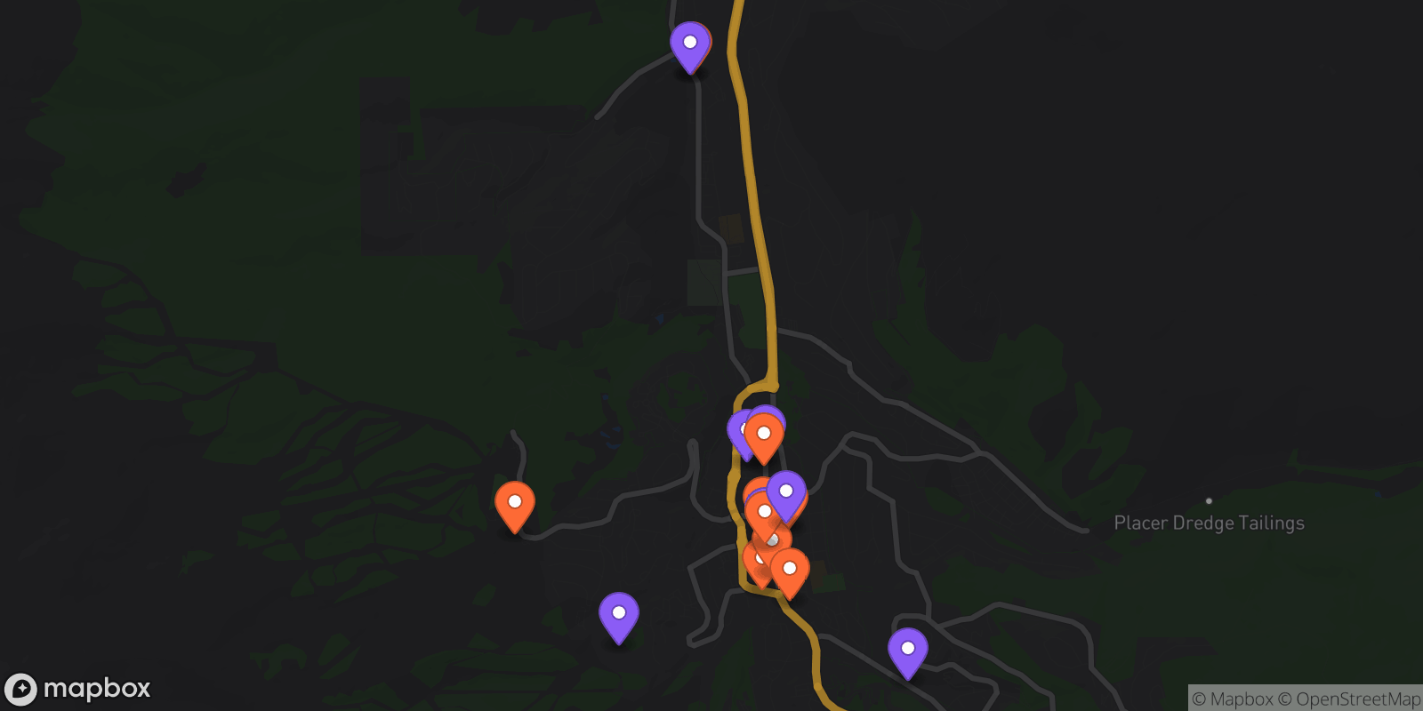 Map showing 16 locations