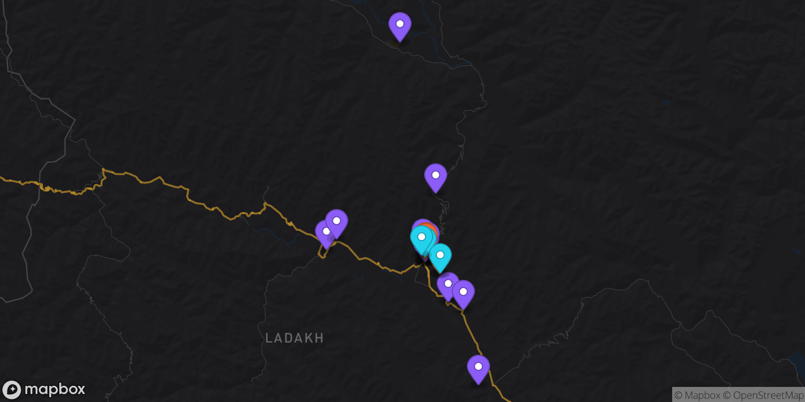 Map showing 25 locations