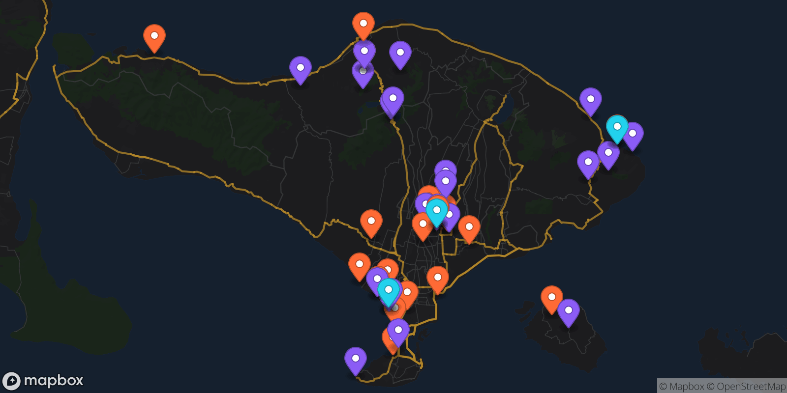 Map showing 49 locations