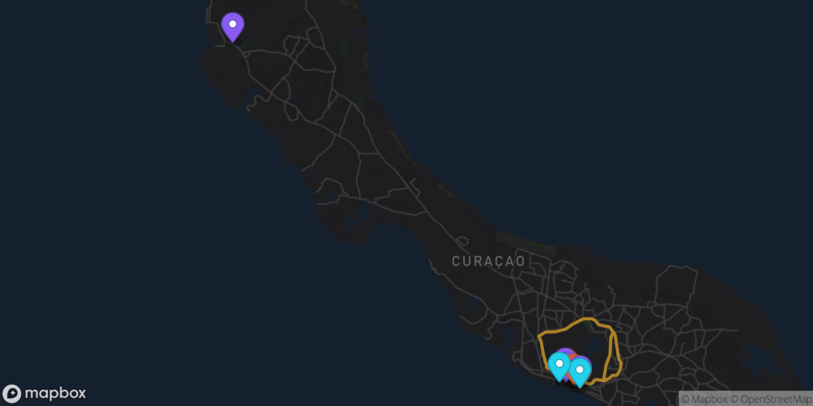 Map showing 10 locations