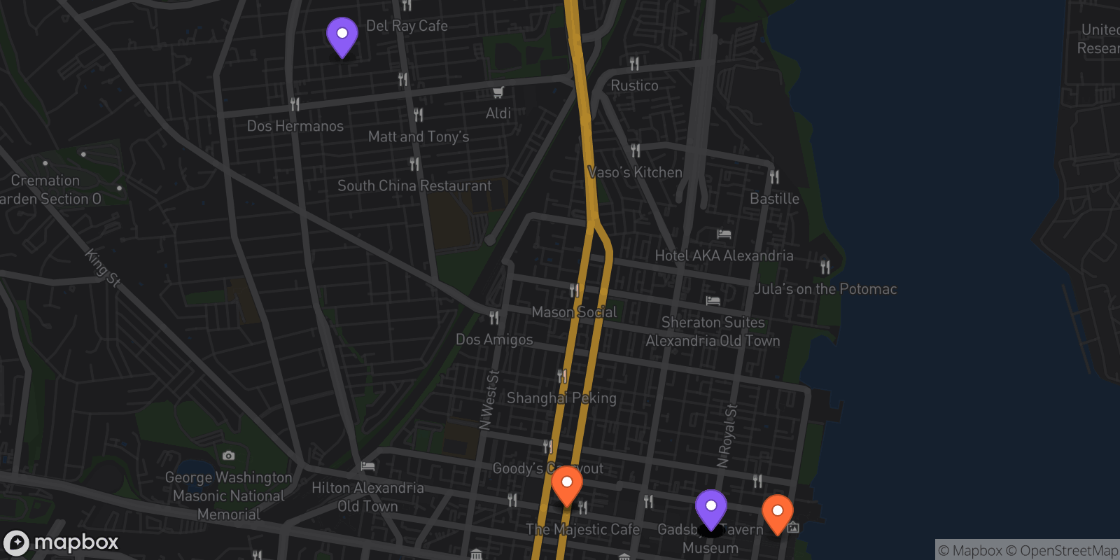 Map showing 19 locations