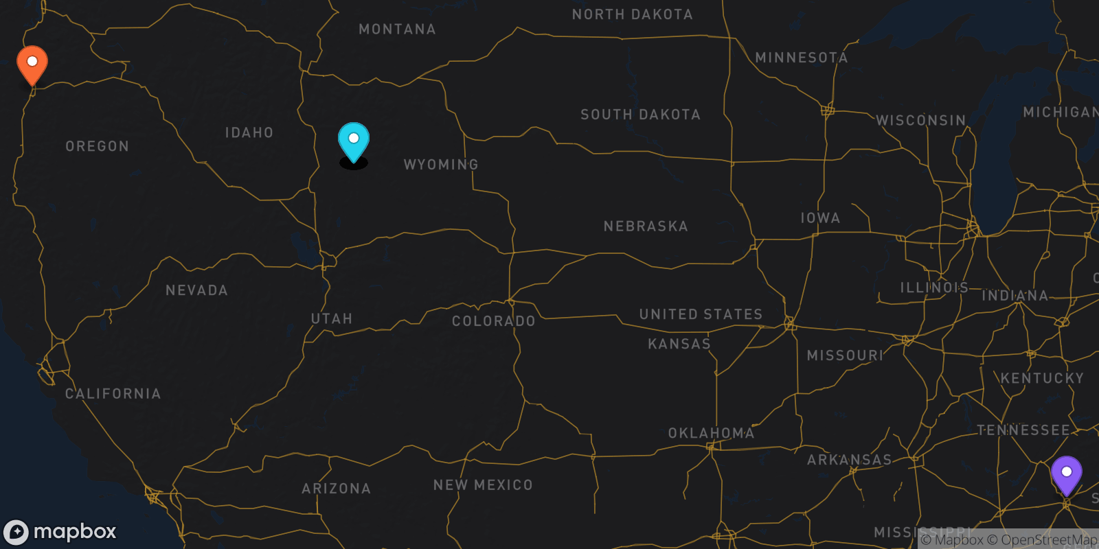 Map showing 18 locations