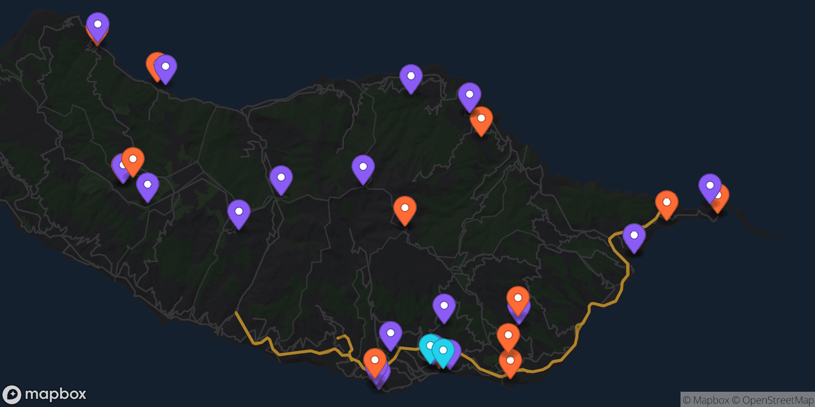 Map showing 40 locations